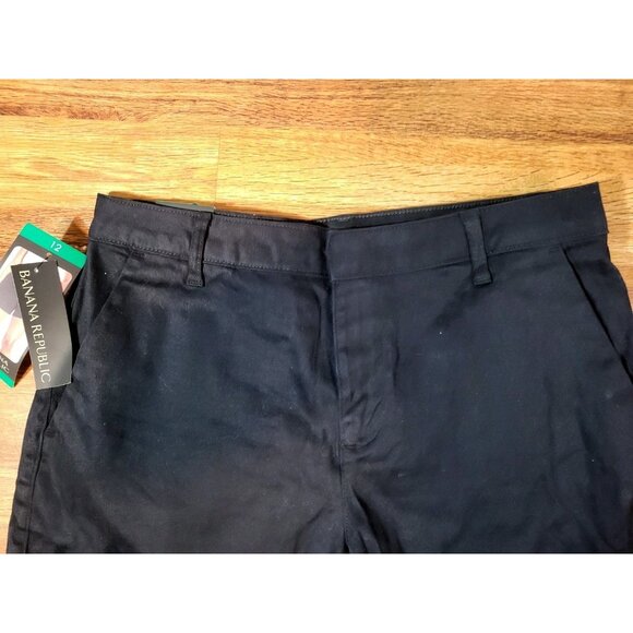 NWT Banana Republic Authentic Chino Flat-Front Shorts Womens Sz 12 Black - Picture 2 of 4